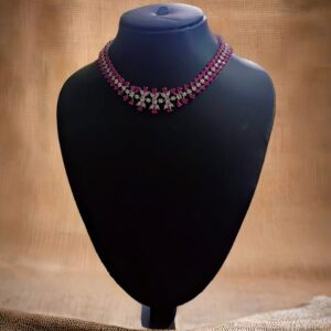 Royal Ruby Choker Necklace Set with Earrings