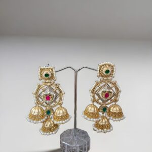 Lotus Inspired Gold-Plated Jhumka Earrings