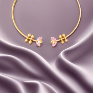 Pink Crystal Floral Open Choker Necklace