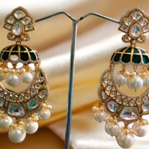 Kundan Pearl Dome Jhumka Earrings